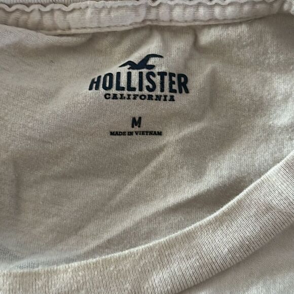 Hollister Men's Blue & White Long Sleeve Logo T-Shirt Size Medium M Casual Tee - Picture 5 of 6
